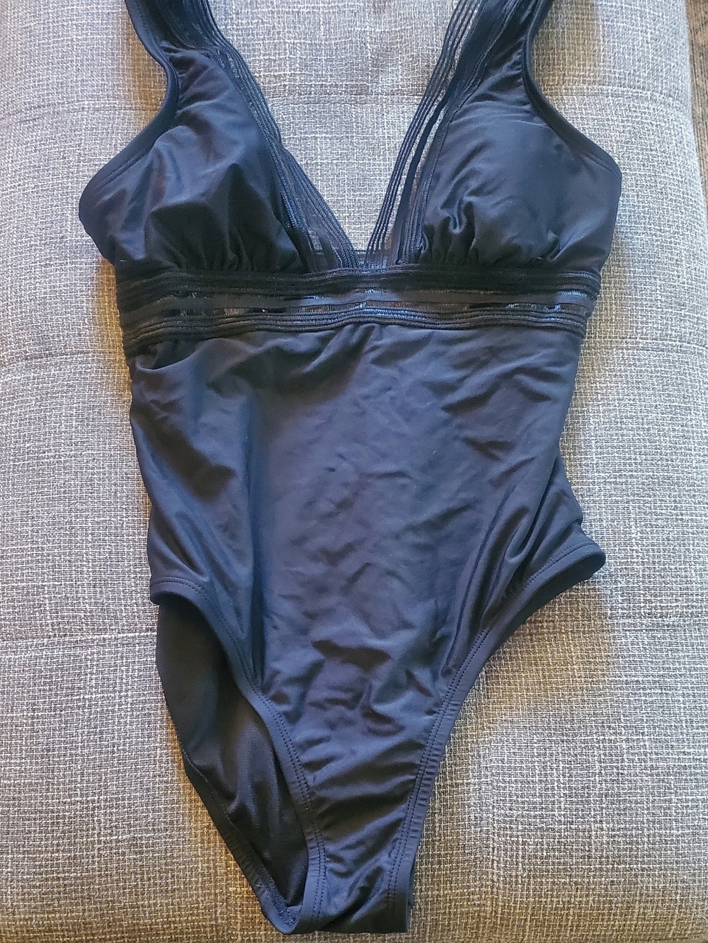 Black One-Piece Deep V Swim Suit By Freashwater